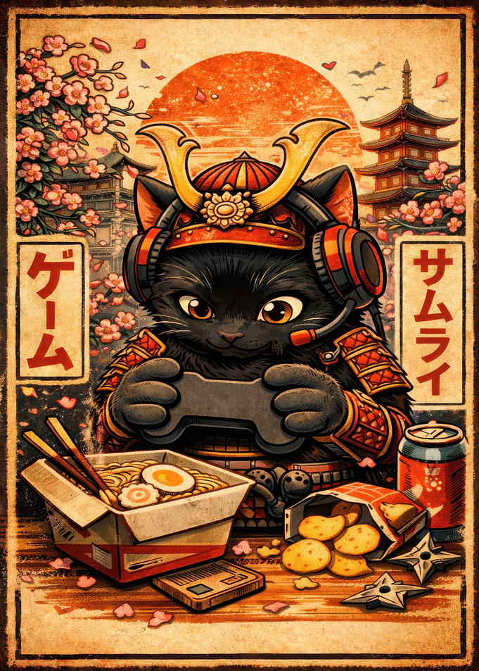 Samurai Cat Gamer