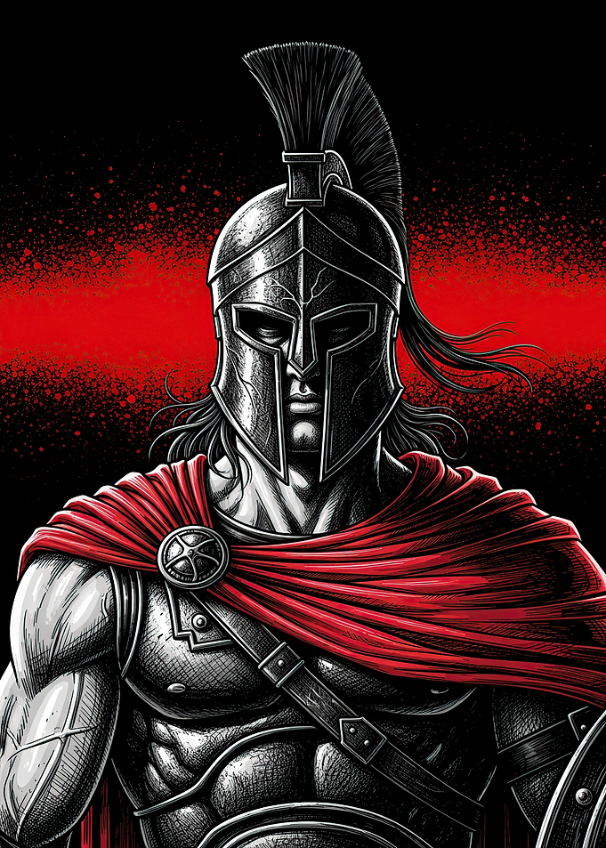 Spartan Warrior with Red Cape