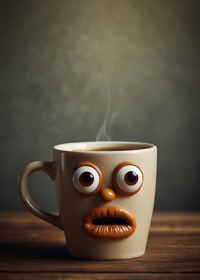 Surprised Coffee Mug with Face