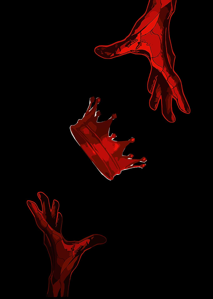 Red Crown Falling Between Hands