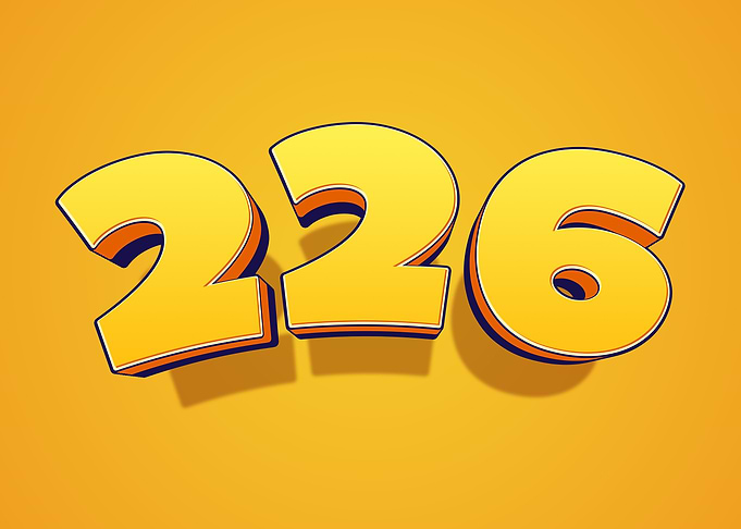 Yellow 3D Numbers 226