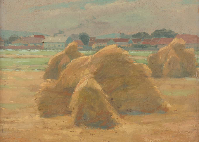 Haystacks in a Rural Landscape