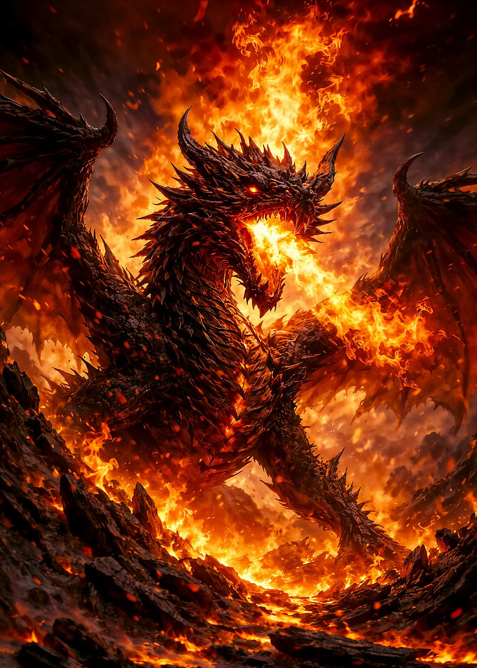 Fiery Dragon Breathing Fire