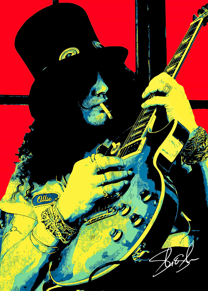 Slash Playing Guitar Pop Art
