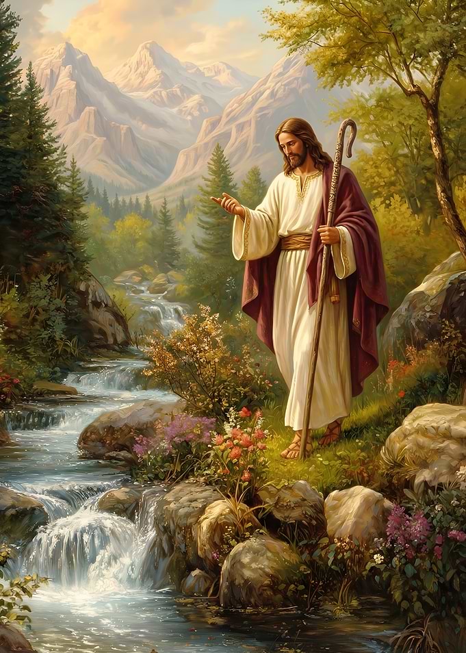Jesus in a Mountain Landscape