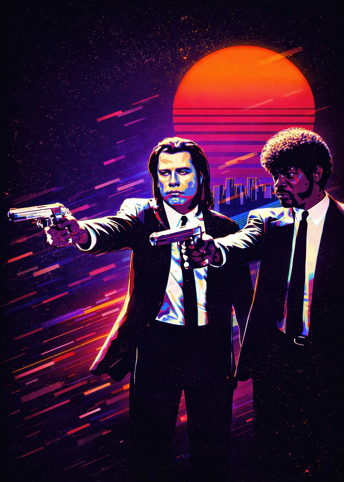 Pulp Fiction Retro Sunset Scene