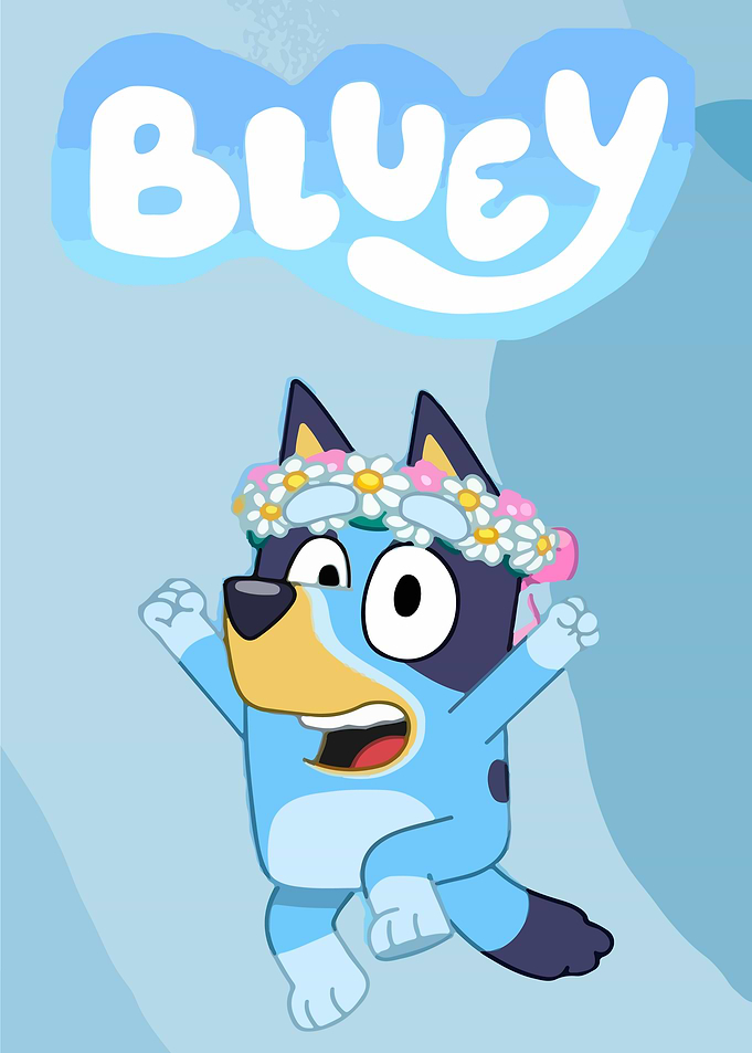 Bluey Character with Flower Crown