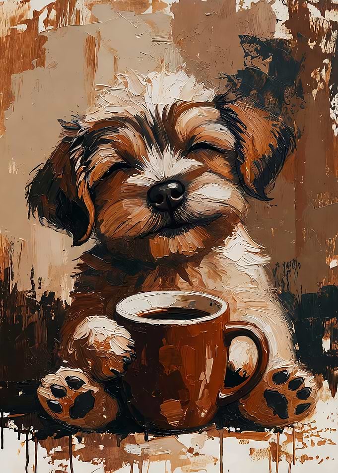 Puppy with Coffee