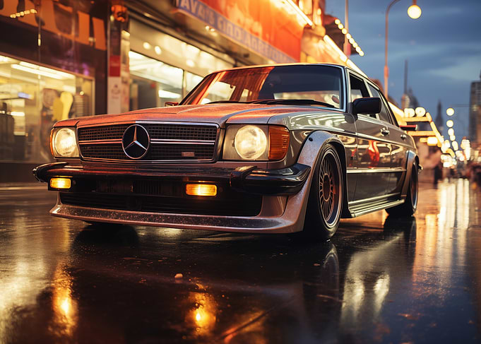 Modified Mercedes at Night