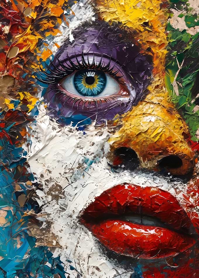 Abstract Portrait with Bold Colors