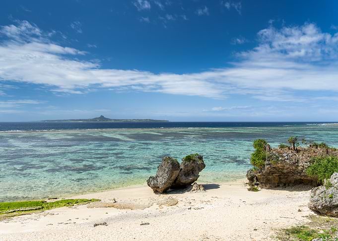 Okinawa Turtle Tropical Beach with Distant Island