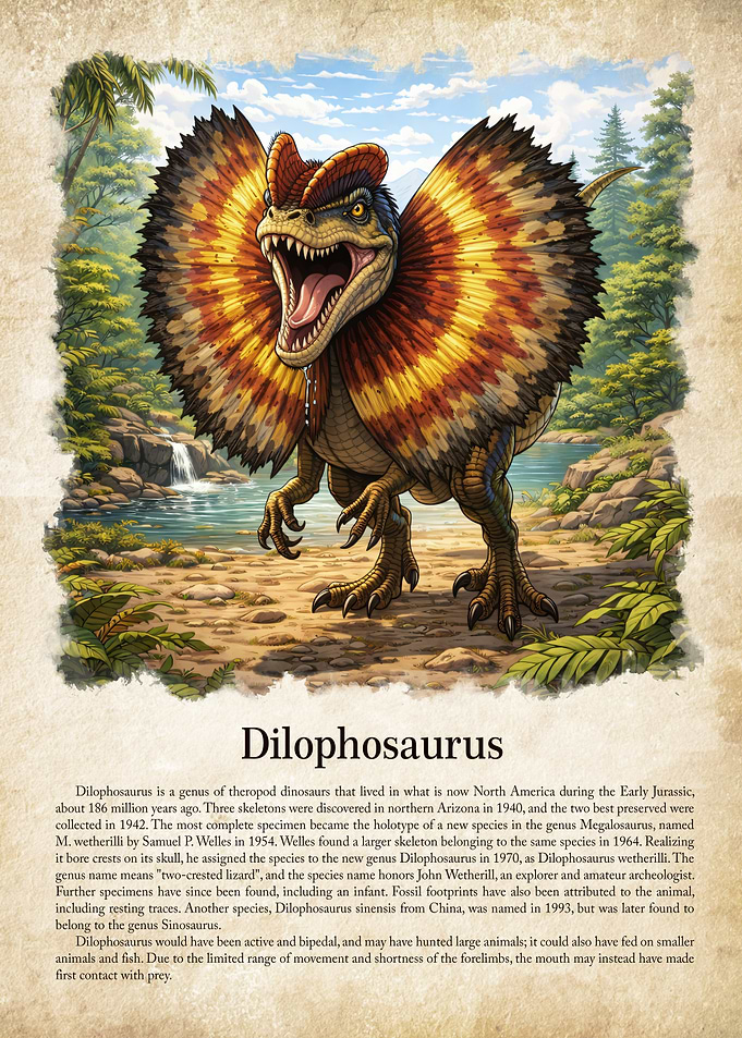 Dilophosaurus Dinosaur Illustration