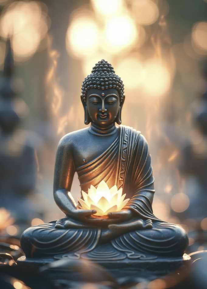 Buddha Holding Glowing Lotus Flower