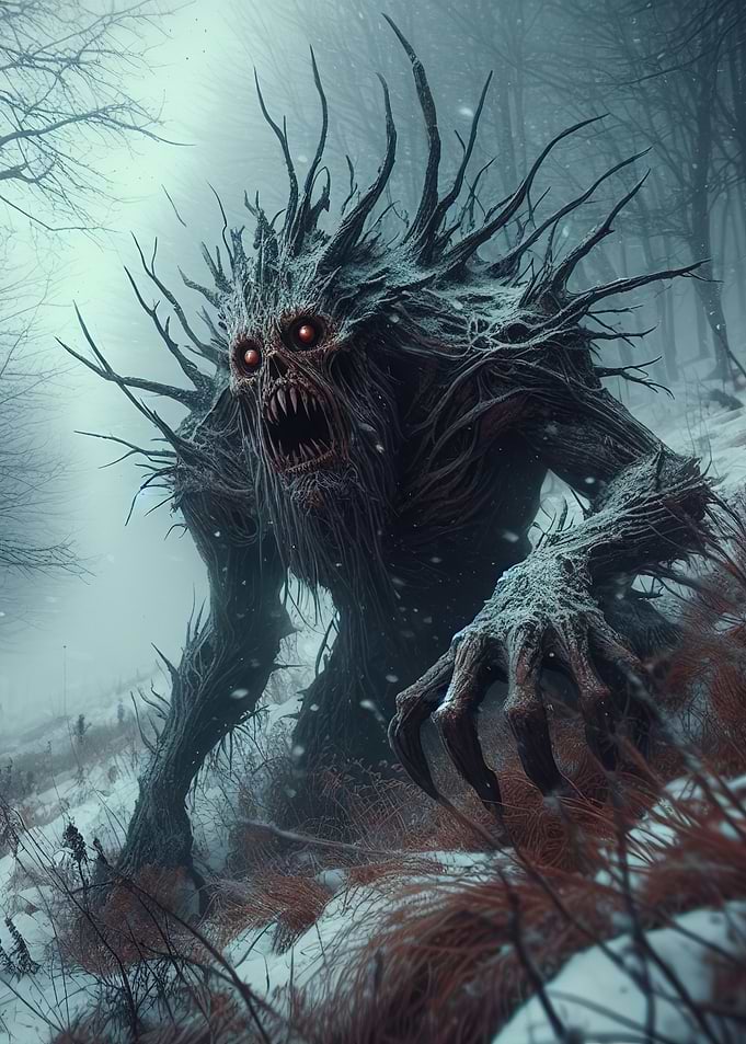 Terrifying Forest Monster in Snow