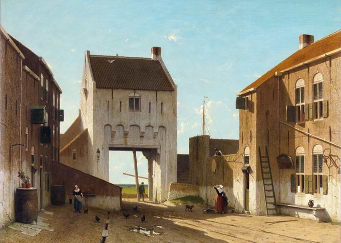 Dutch Courtyard Scene with Figures