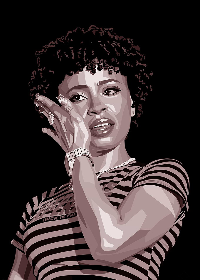 Rapper Ice Spice in Sepia Tones