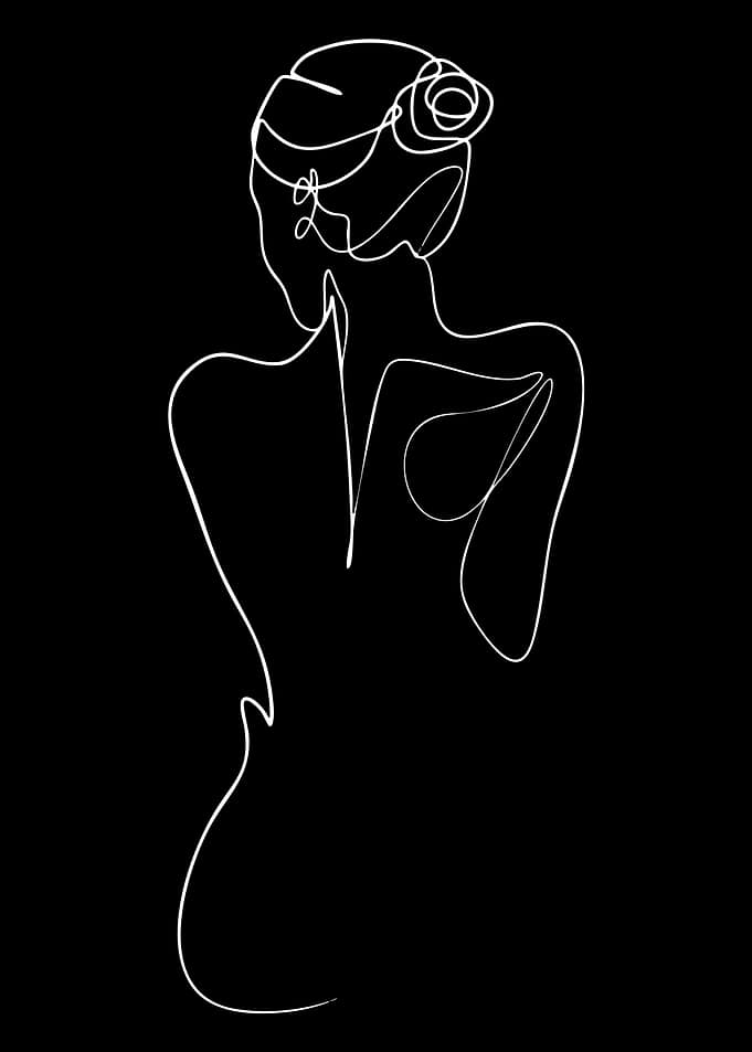 Minimalist Line Art of Woman's Back