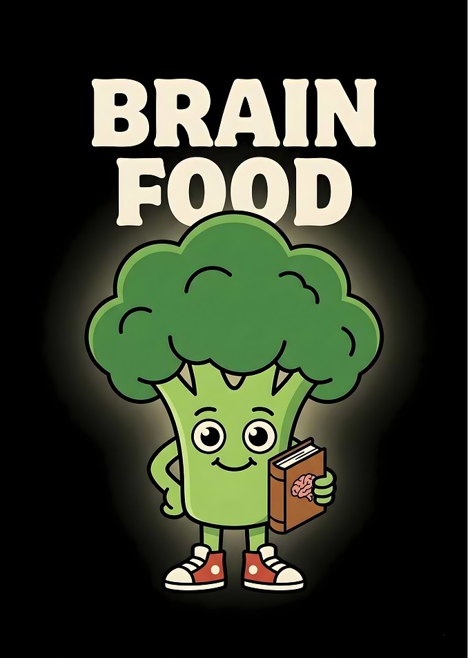 Broccoli Character Holding a Book