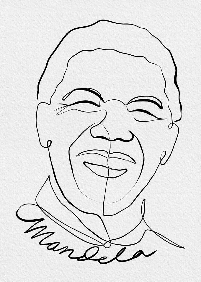 Nelson Mandela Line Art Portrait