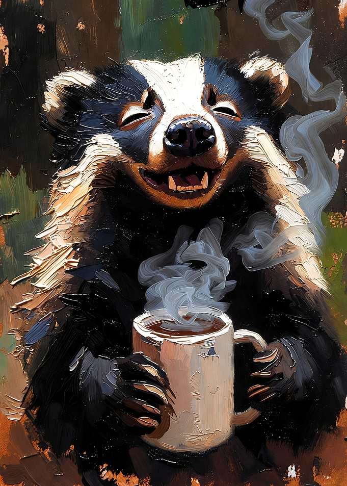 Badger with Coffee