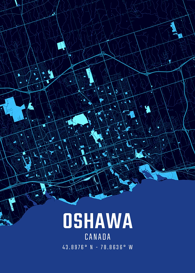 Oshawa Canada Midnight City Map