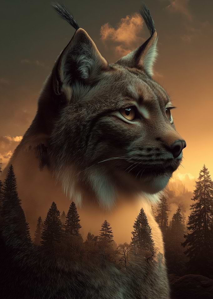 Lynx in a Forest Landscape