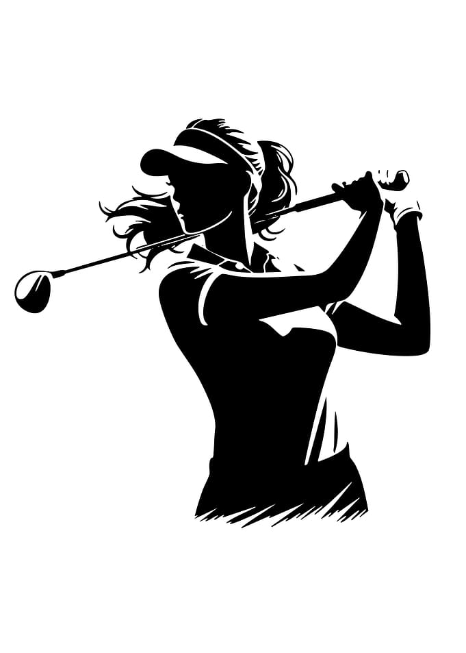 Silhouette of a Woman Golfing