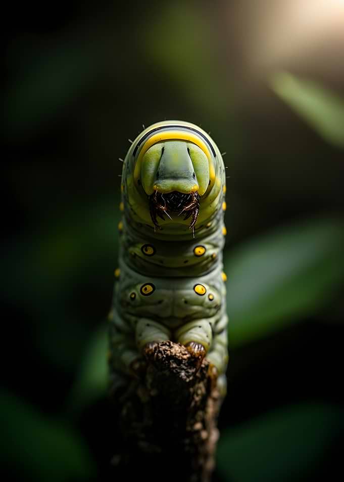 Close-up of a green caterpillar