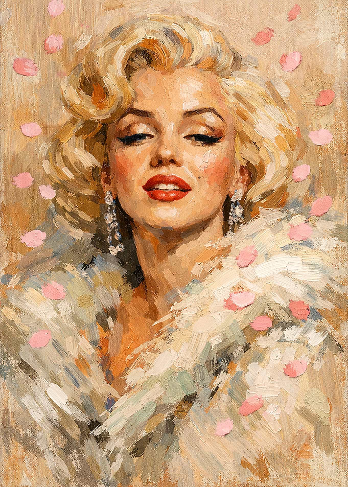Marilyn Monroe Portrait with Pink Petals