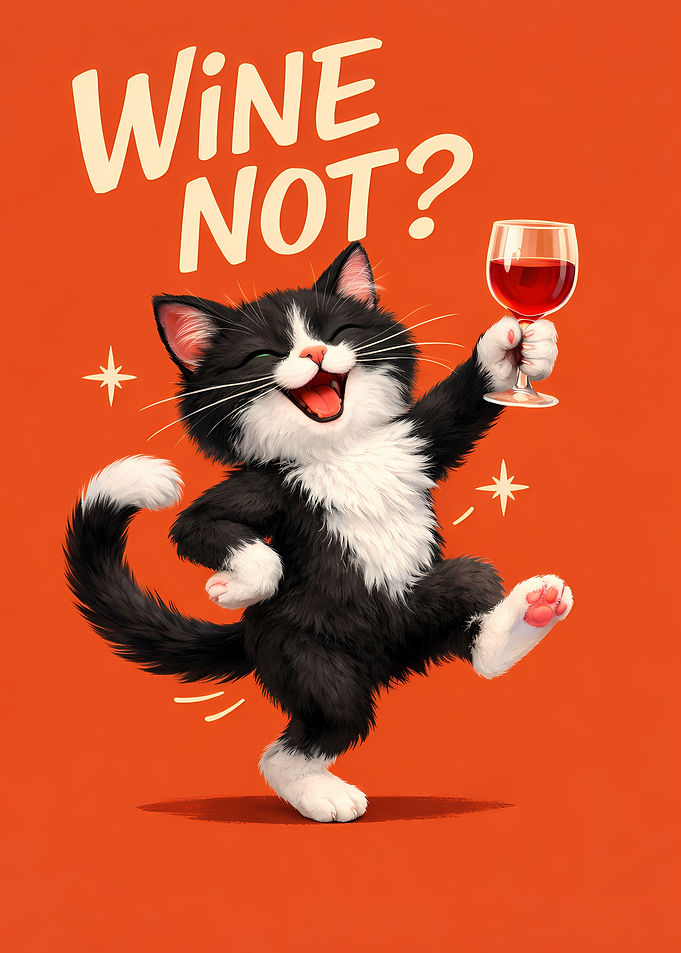 Funny Cat with Wine
