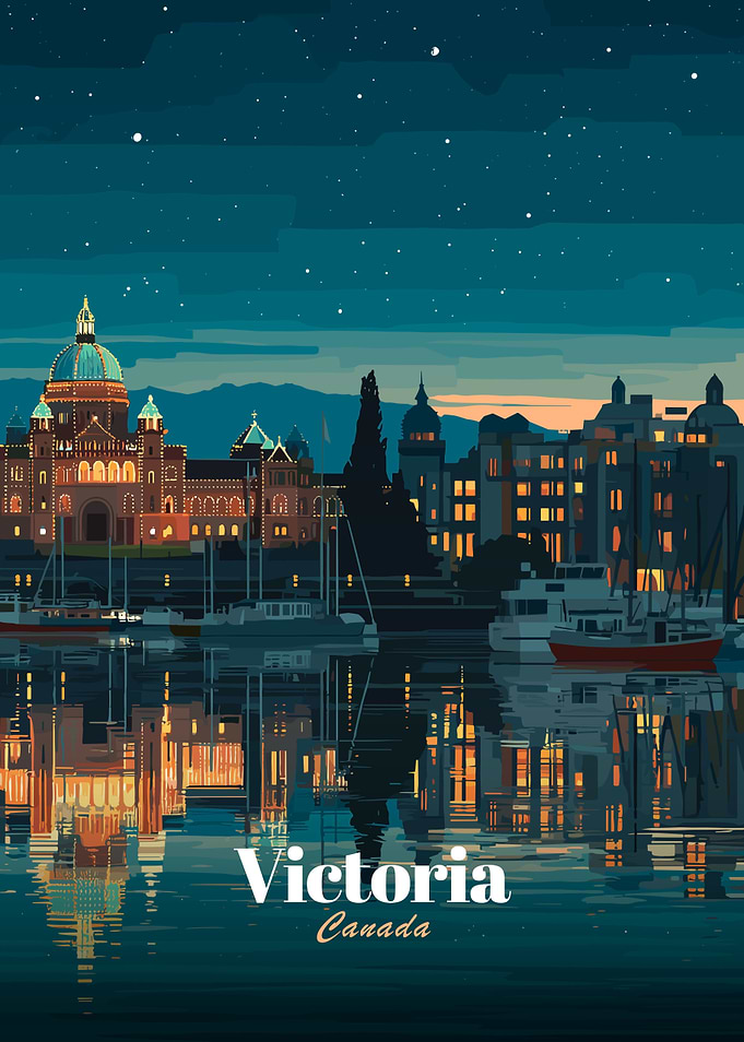 Victoria Canada Skyline at Night