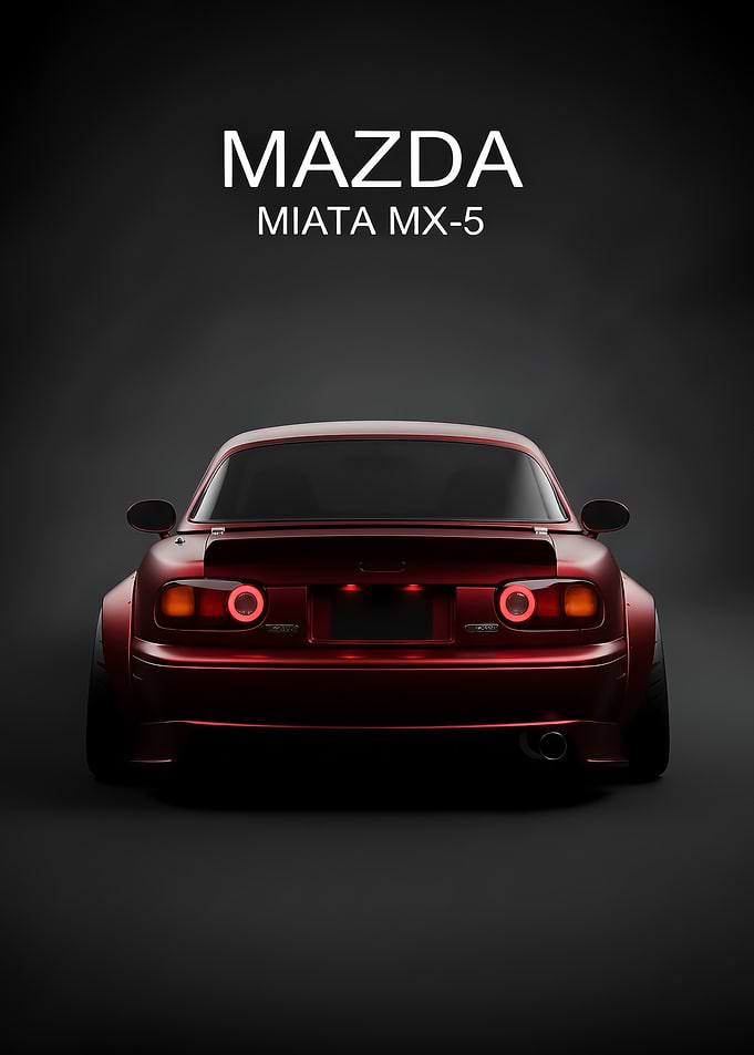 red Mazda Miata MX-5 Rear View poster