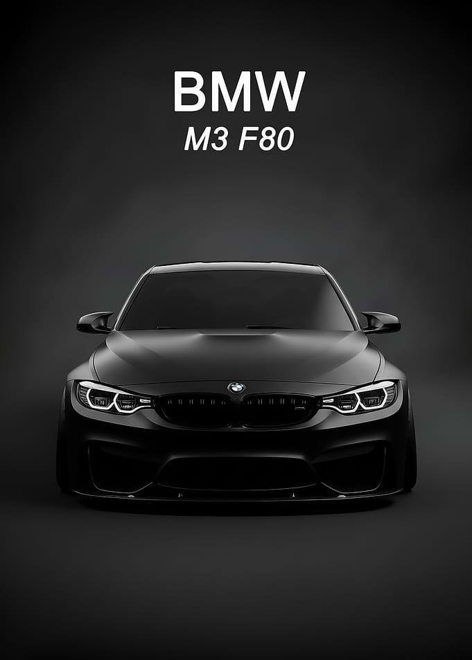 Black BMW M3 F80 Front poster