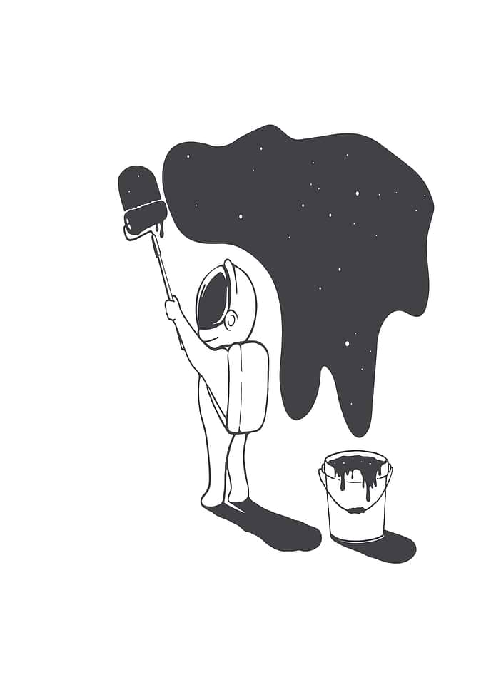 Astronaut painting the night sky