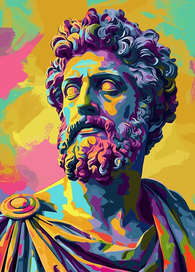 Colorful Bust of Marcus Aurelius
