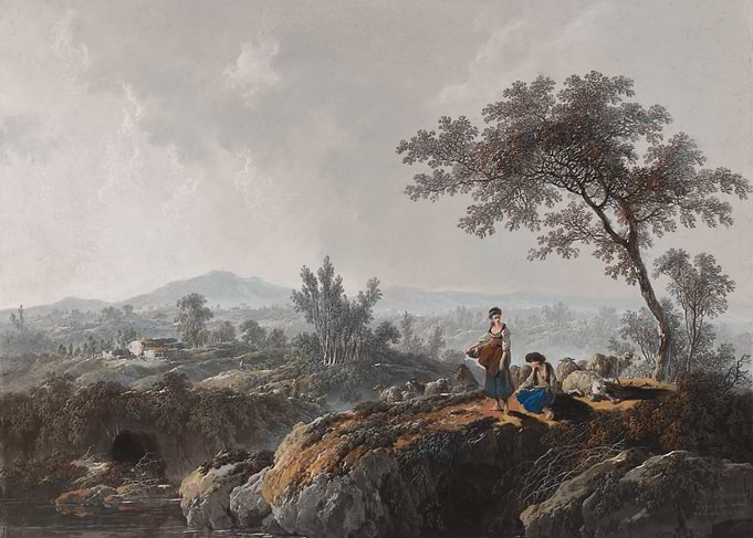 Pastoral Landscape with Figures and Sheep