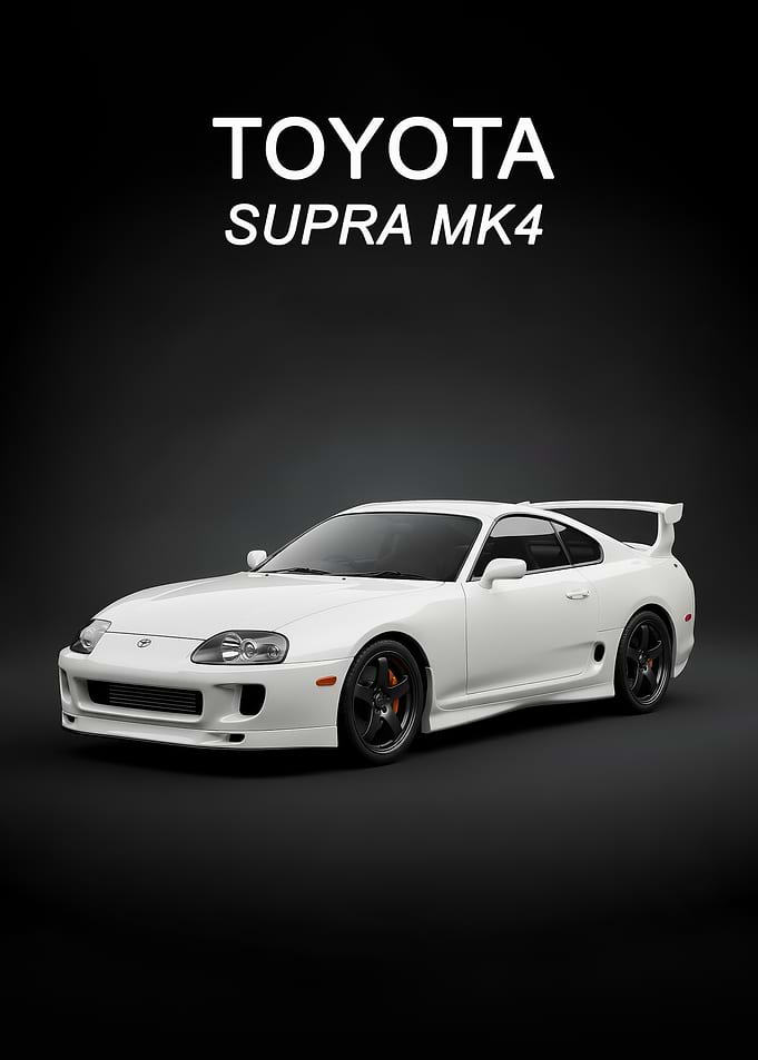 White Toyota Supra MK4 sport poster