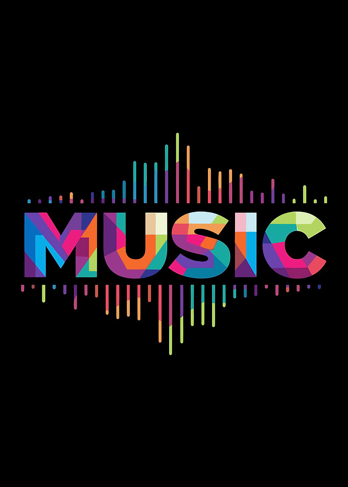 Colorful Music Sound Wave Text Art