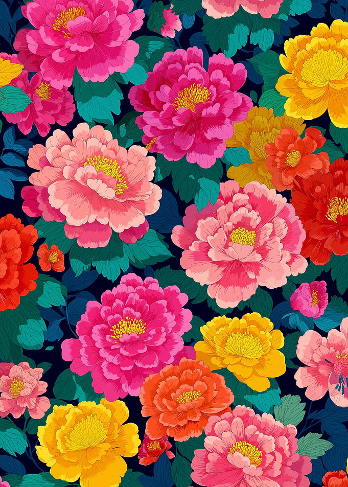 Vibrant Peony Floral Pattern