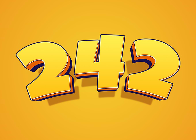 3D Yellow Numbers 242