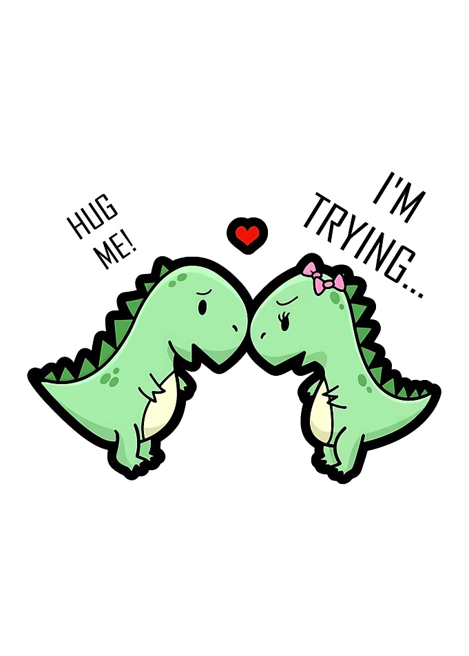 Cute Dinosaurs Trying to Hug
