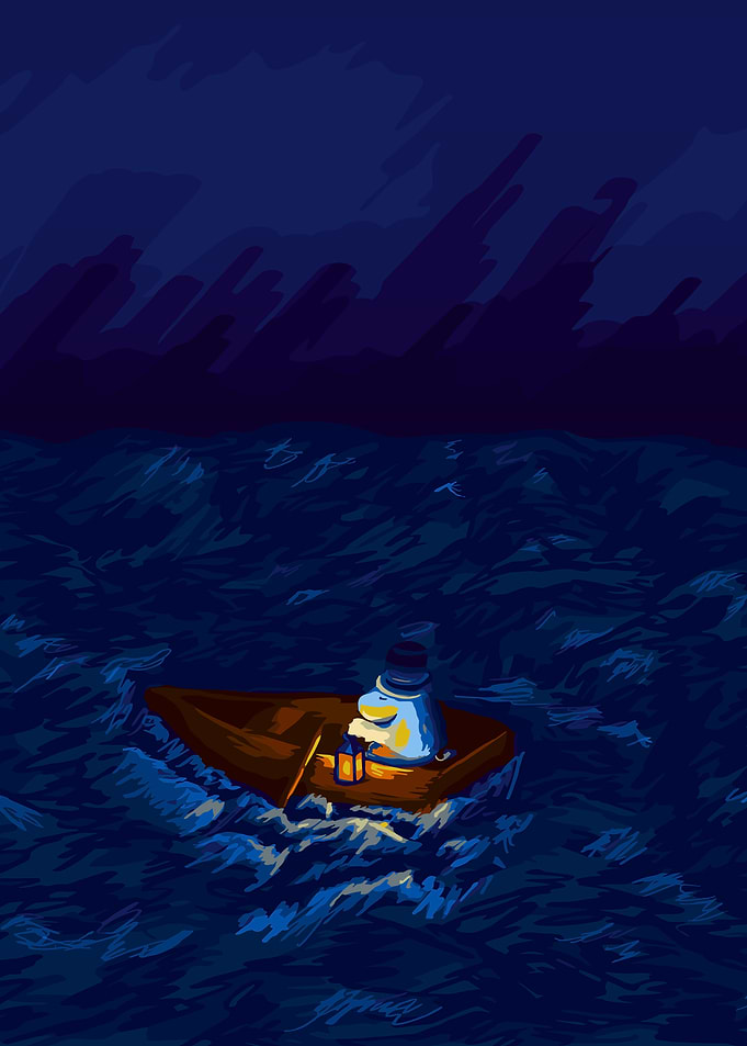 Moomin Night Boat Cartoon Art
