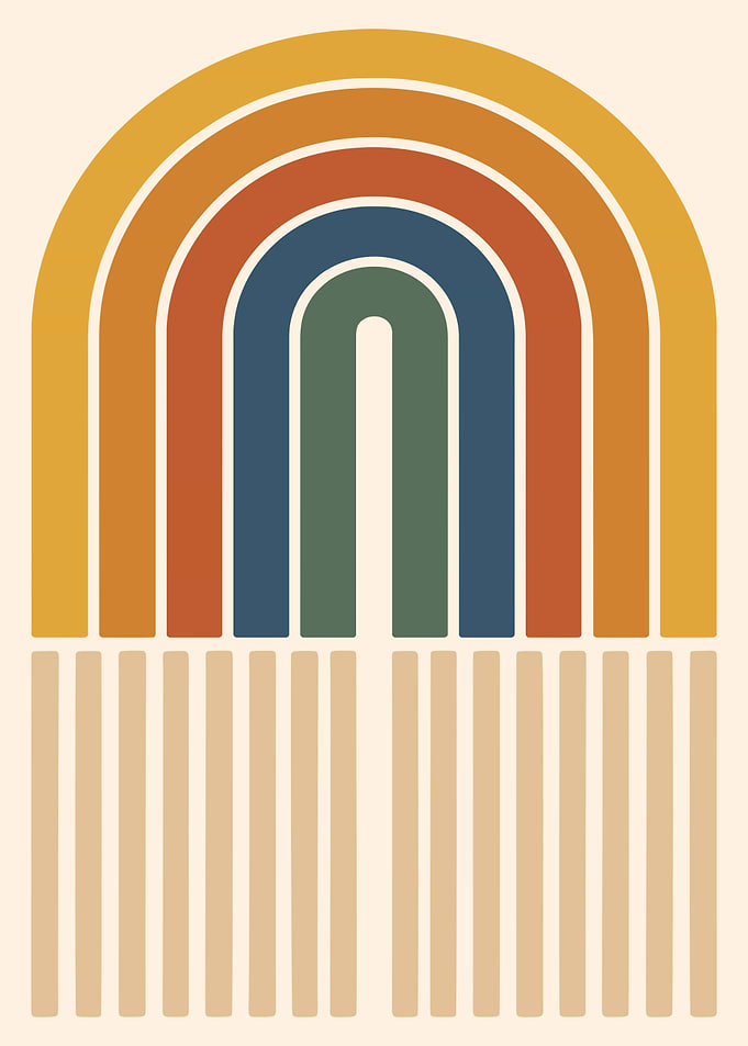Retro Rainbow Arch with Stripes