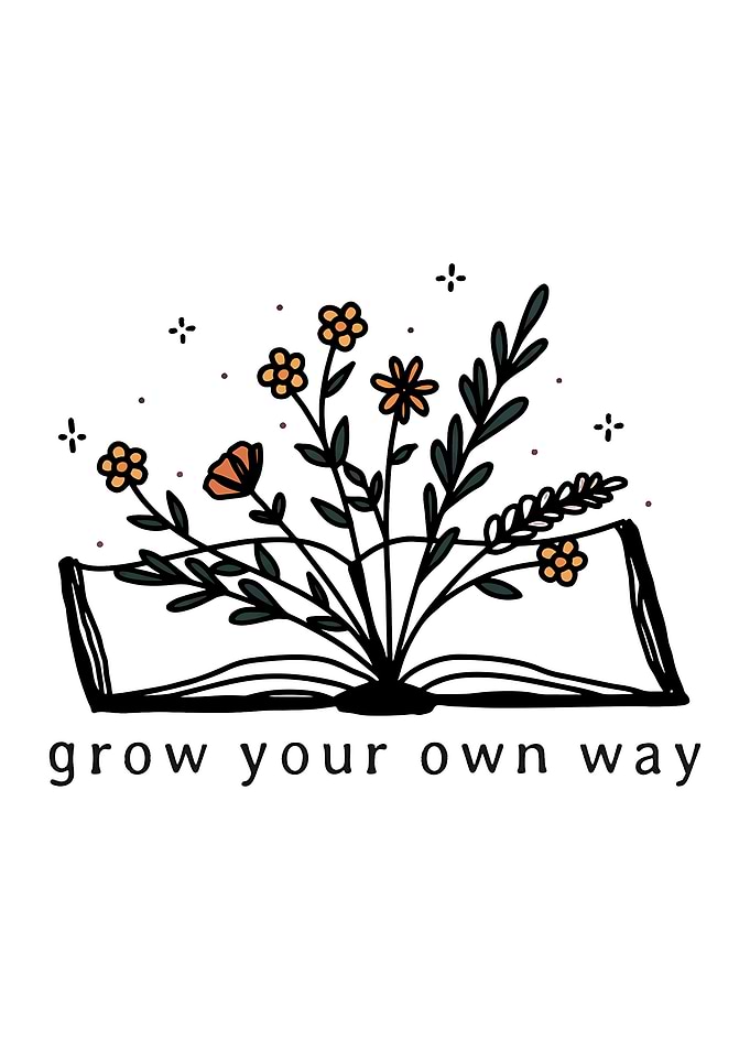 Book with Flowers and Inspirational Text