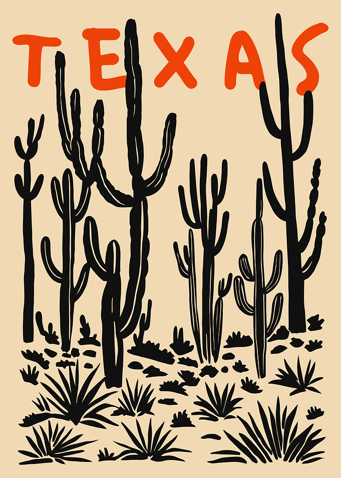 Texas Desert Landscape with Cacti