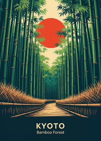 Kyoto Bamboo Forest with Sun