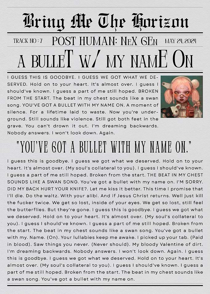 Bring Me The Horizon 'A Bullet With My Name On'