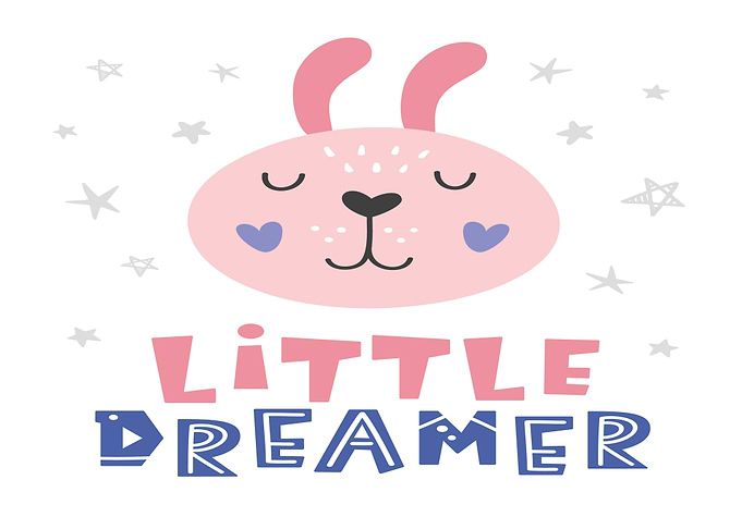 Cute Pink Bunny with Text
