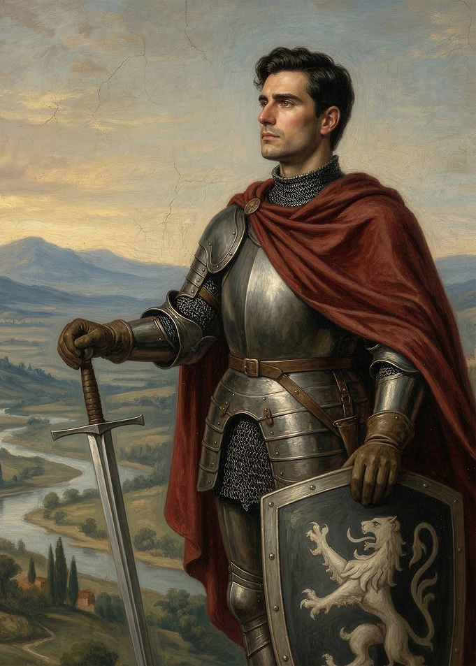 Knight in Armor with Sword and Shield
