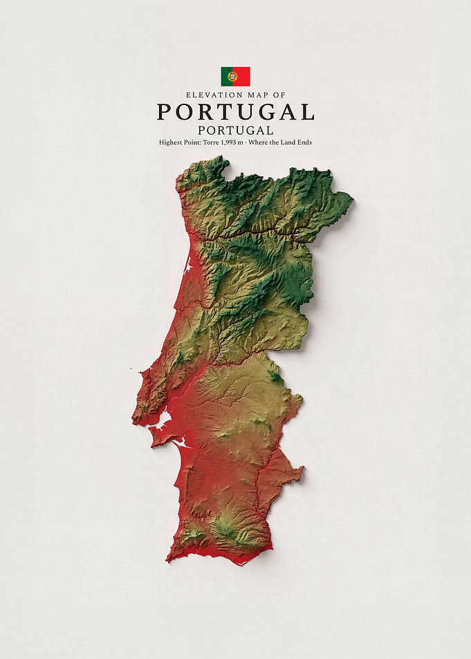 Elevation Map of Portugal